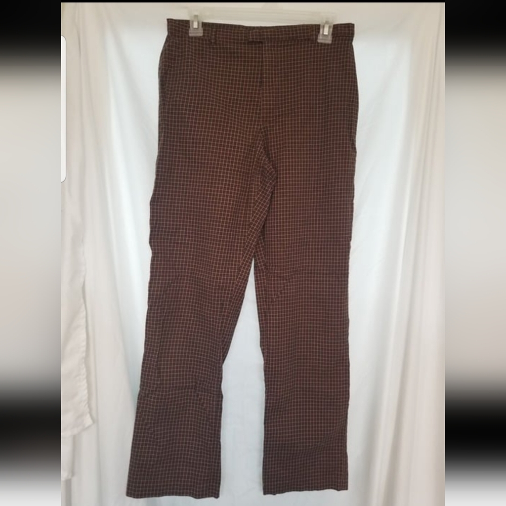 Women WHITE STAG Brown and Burgundy Plaid Print Slacks Pants Size 8